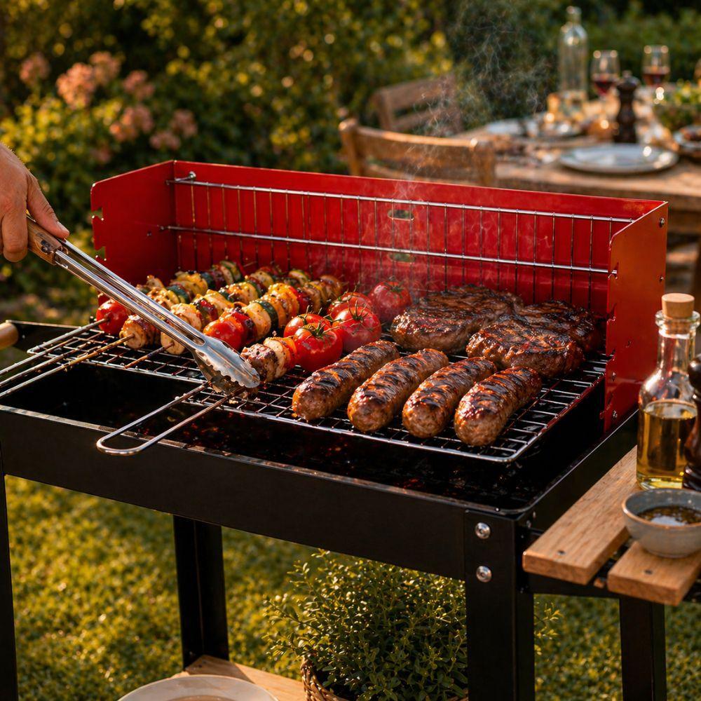 Barbecue a Carbone in Metallo con Ruote