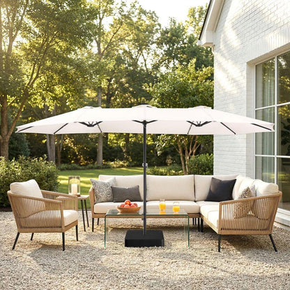 Ombrellone da Giardino con Luci LED Integrate 3x3 m + Base 65x65 cm