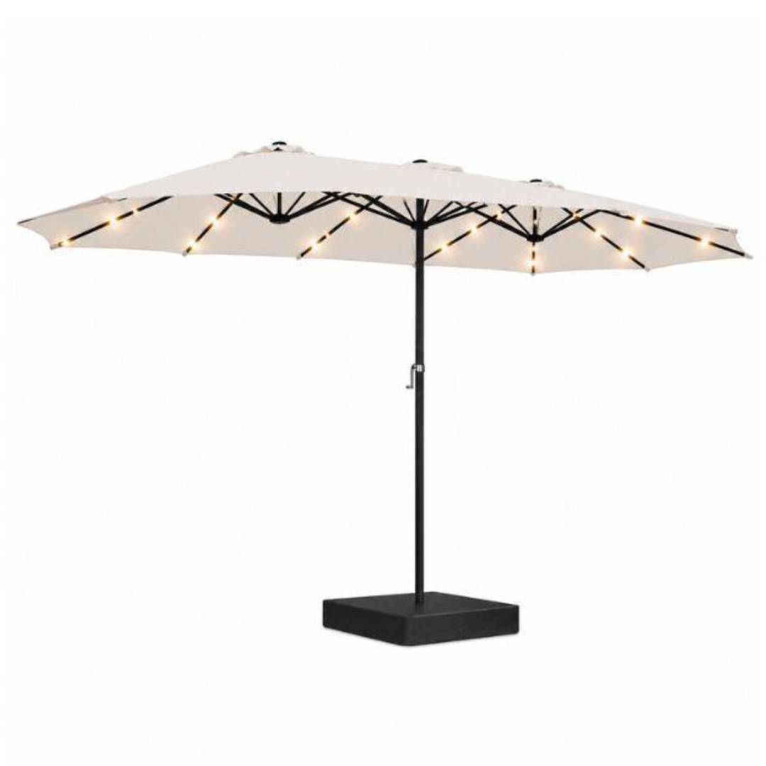 Ombrellone da Giardino con Luci LED Integrate 3x3 m + Base 65x65 cm