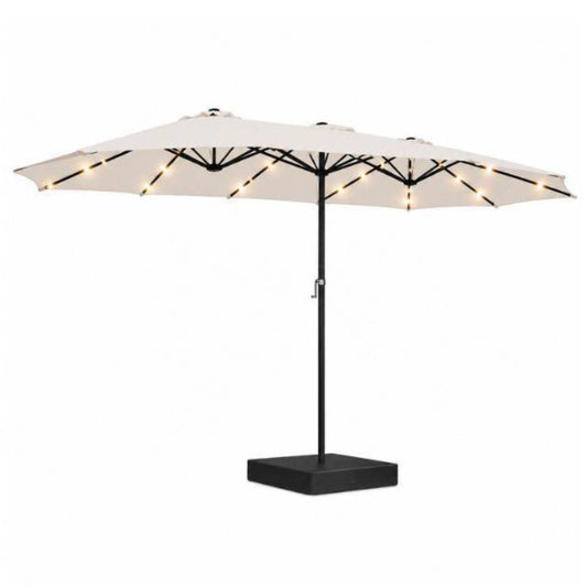 Ombrellone da Giardino con Luci LED Integrate 3x3 m + Base 65x65 cm