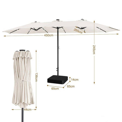 Ombrellone da Giardino con Luci LED Integrate 3x3 m + Base 65x65 cm